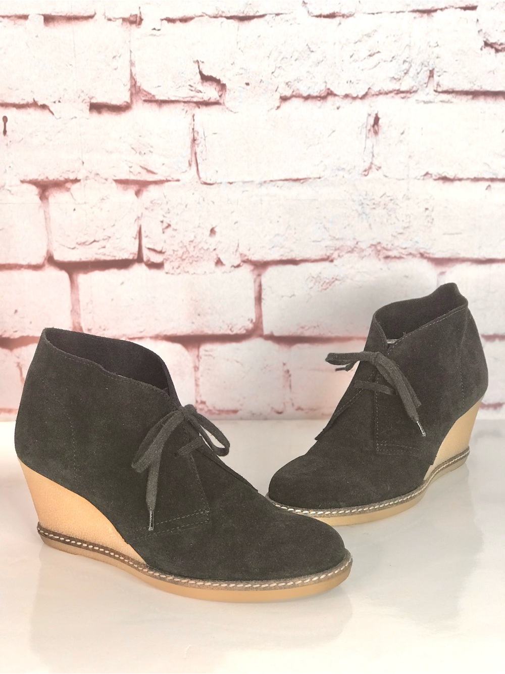 J CREW MacAlister Black Suede Rubber Wedge Ankle Boots Booties Size 8 - Picture 16 of 16